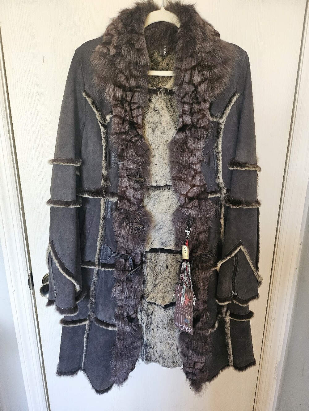VINTAGR AUTHINTIC!! K-YEN Fox Fur Patchwork Coat VINTAGE!!